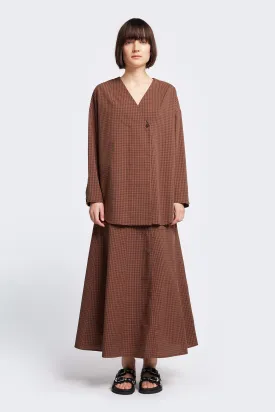 Roam L/S Blouse Brown Gingham