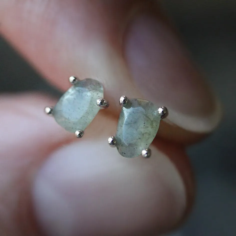 RUNE. Labradorite Slice Silver Earrings