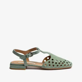 Sage green women's suede sandal