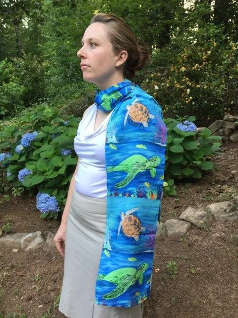 Sea Turtles Animal Viscose Scarf- Green Sea Turtle and Loggerhead Sea Turtle - Wisdom and The Pilgrim