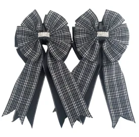 Show Bows: Gray Plaid on Black