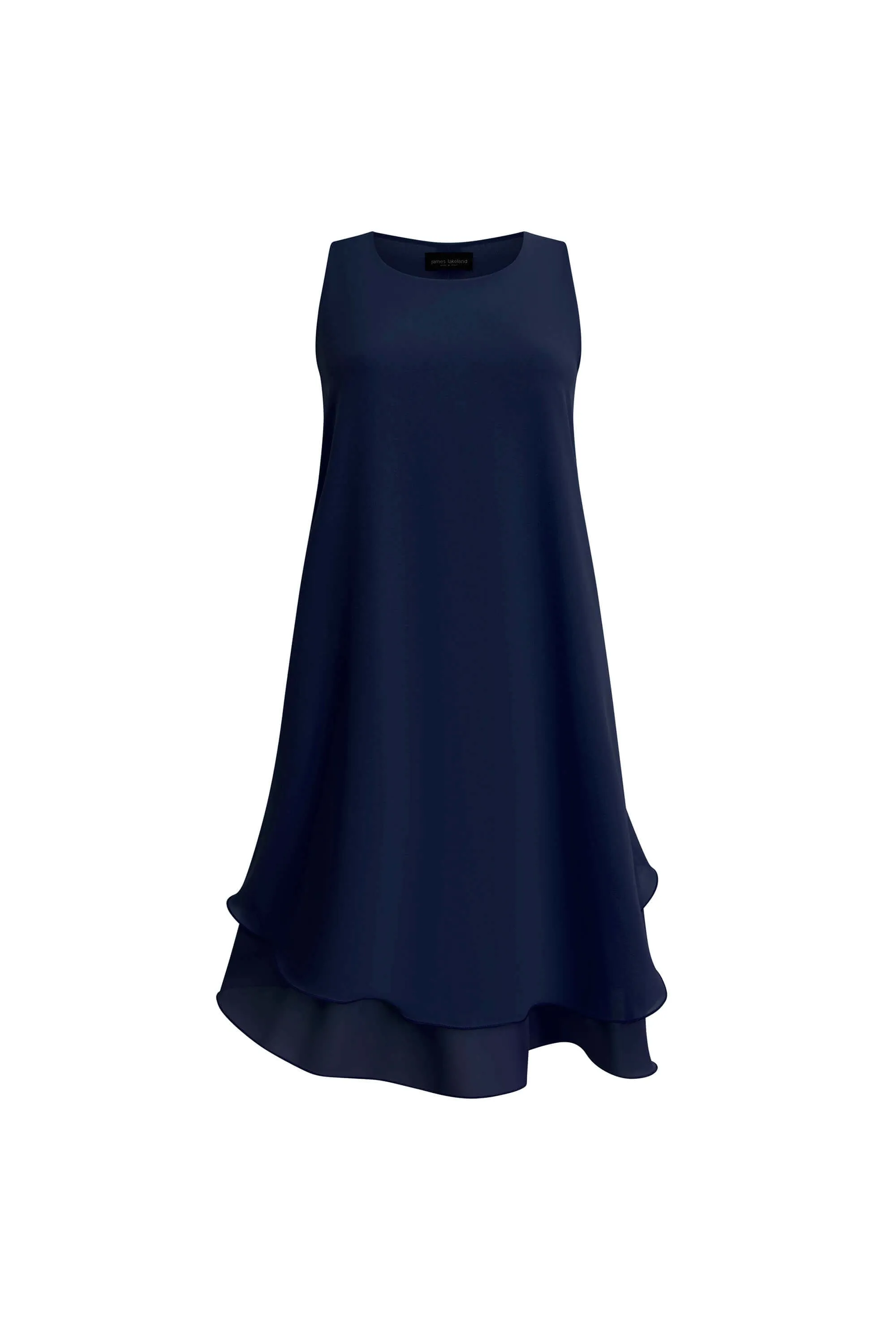 Sleeveless Wave Hem Dress Navy