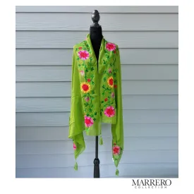 SOLD OUT --Green Floral Embroidered Shawl