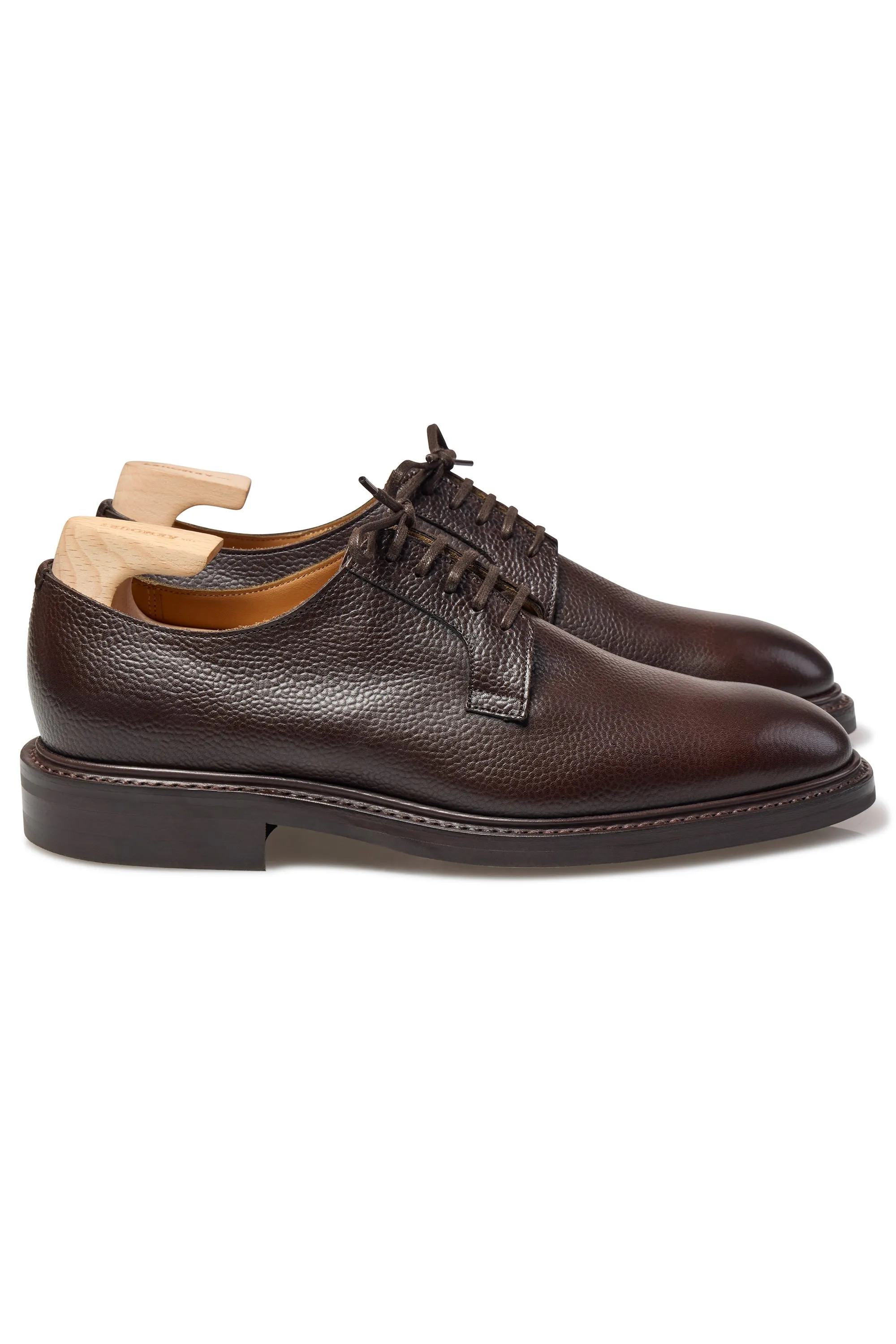 The Armoury FS5 Spenser Brown Grain Leather Plain Toe Butcher Rubber Sole Shoes *factory seconds*