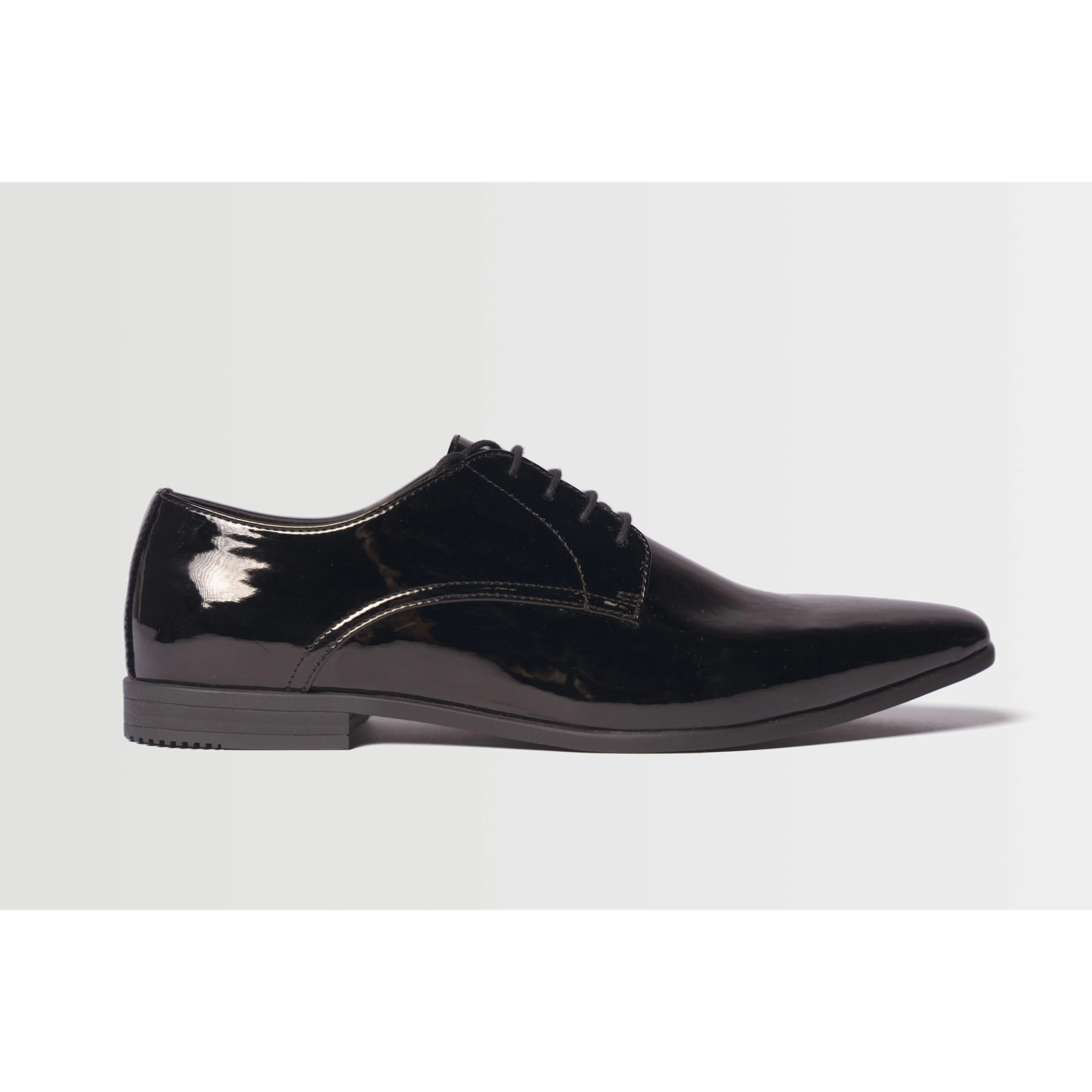 Topman Men's Briar Derby Black Patent Leather Lace Up Dress Shoes