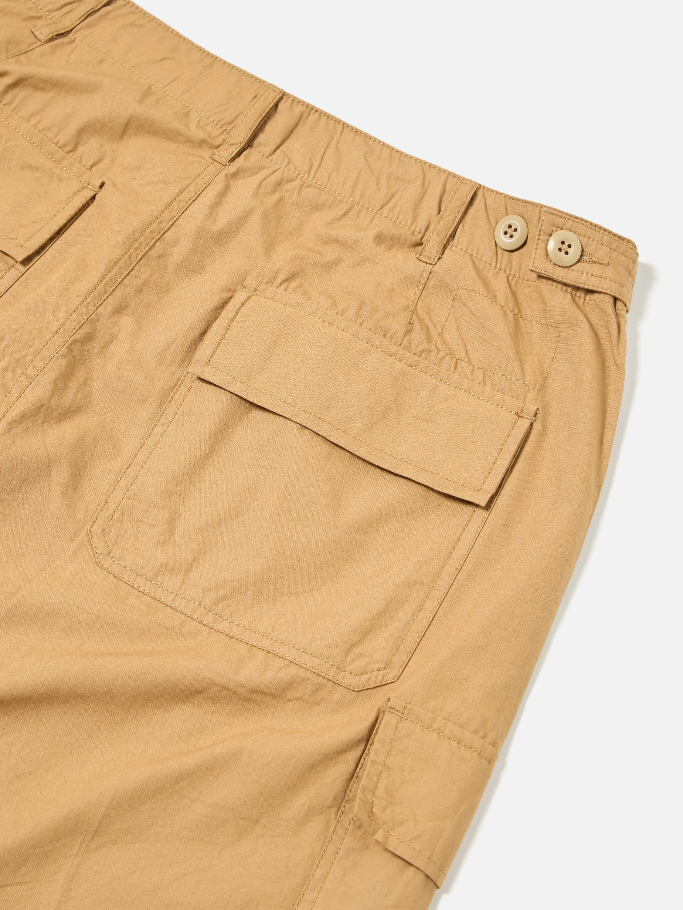 Universal Works MW Cargo Short in Sand Broad Cloth