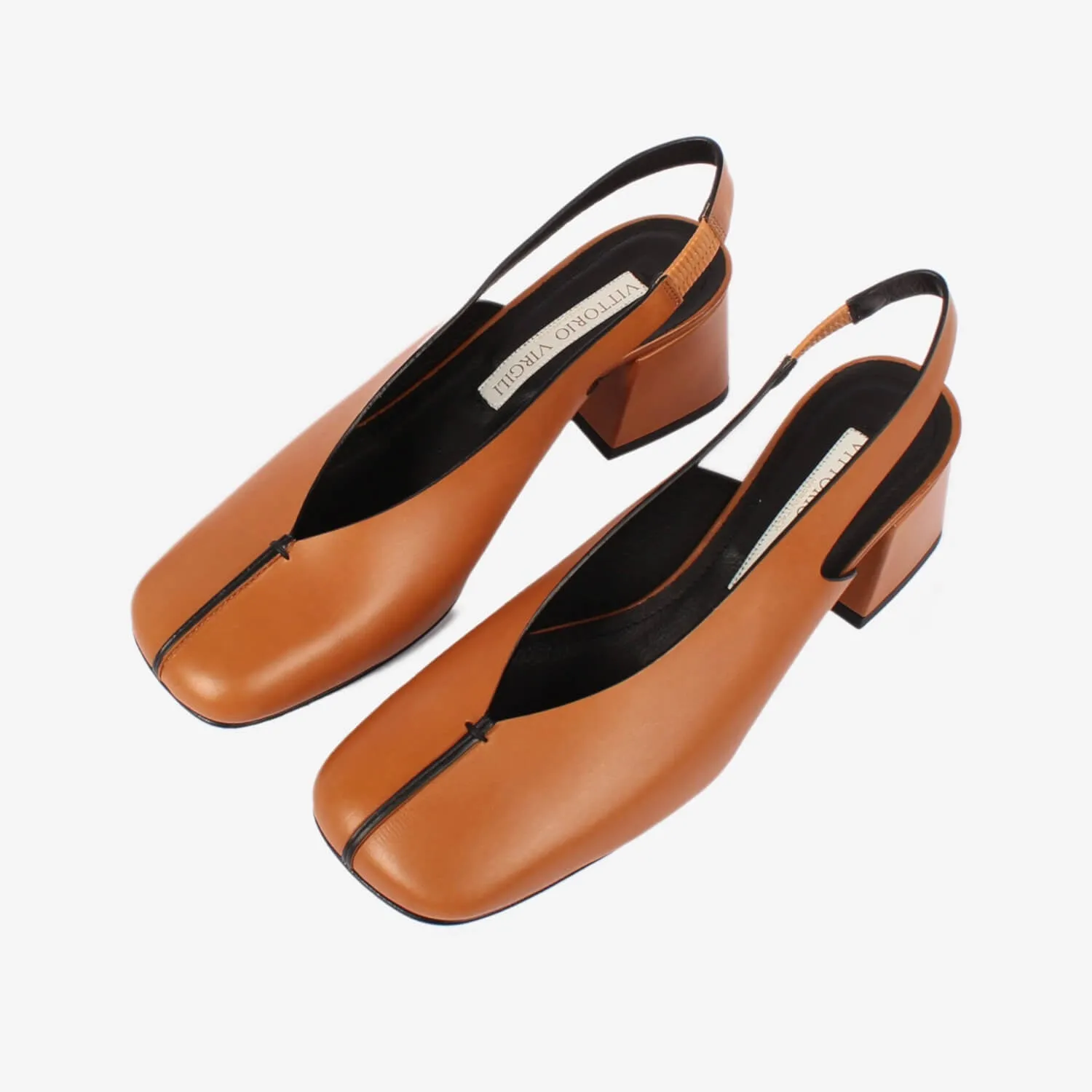 Women's leather sling back décolleté