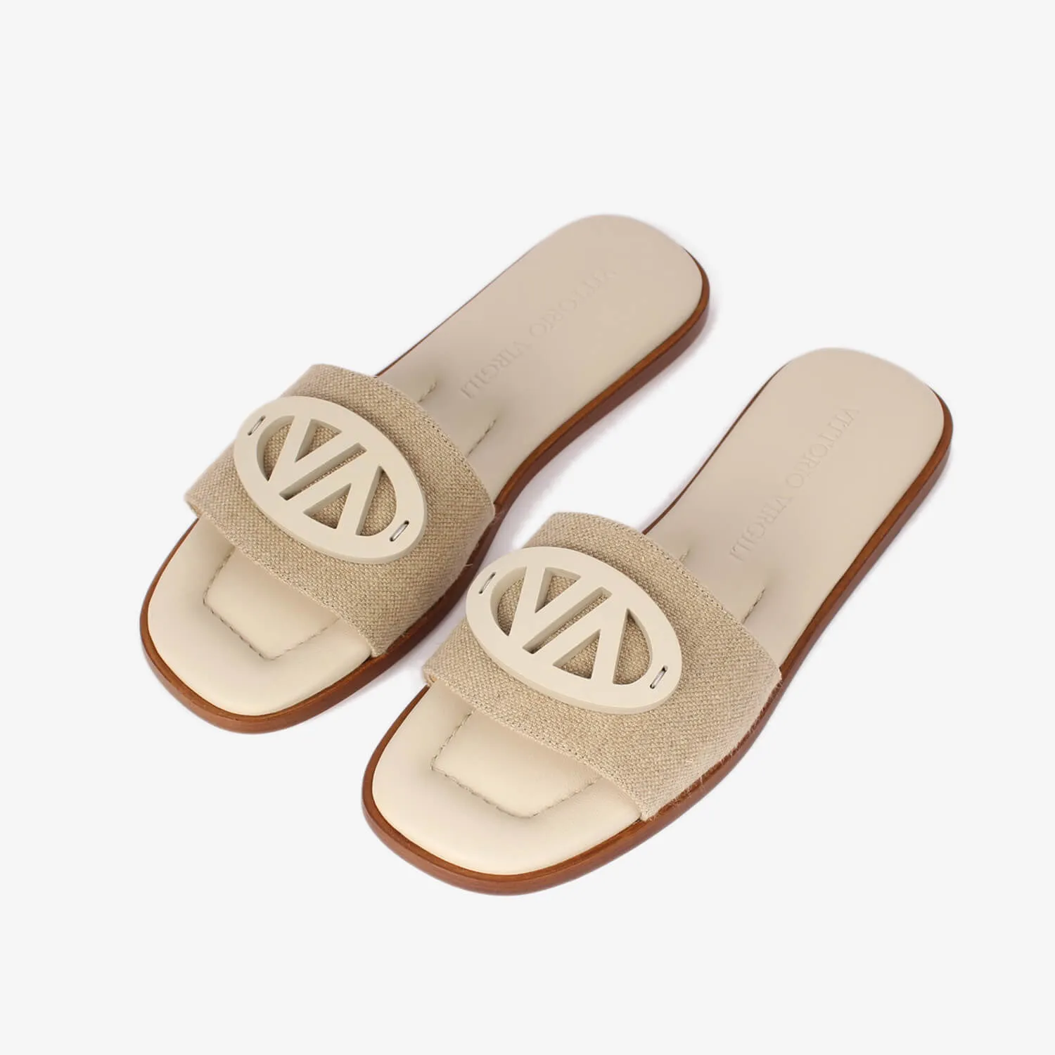 Women's linen slide sandal