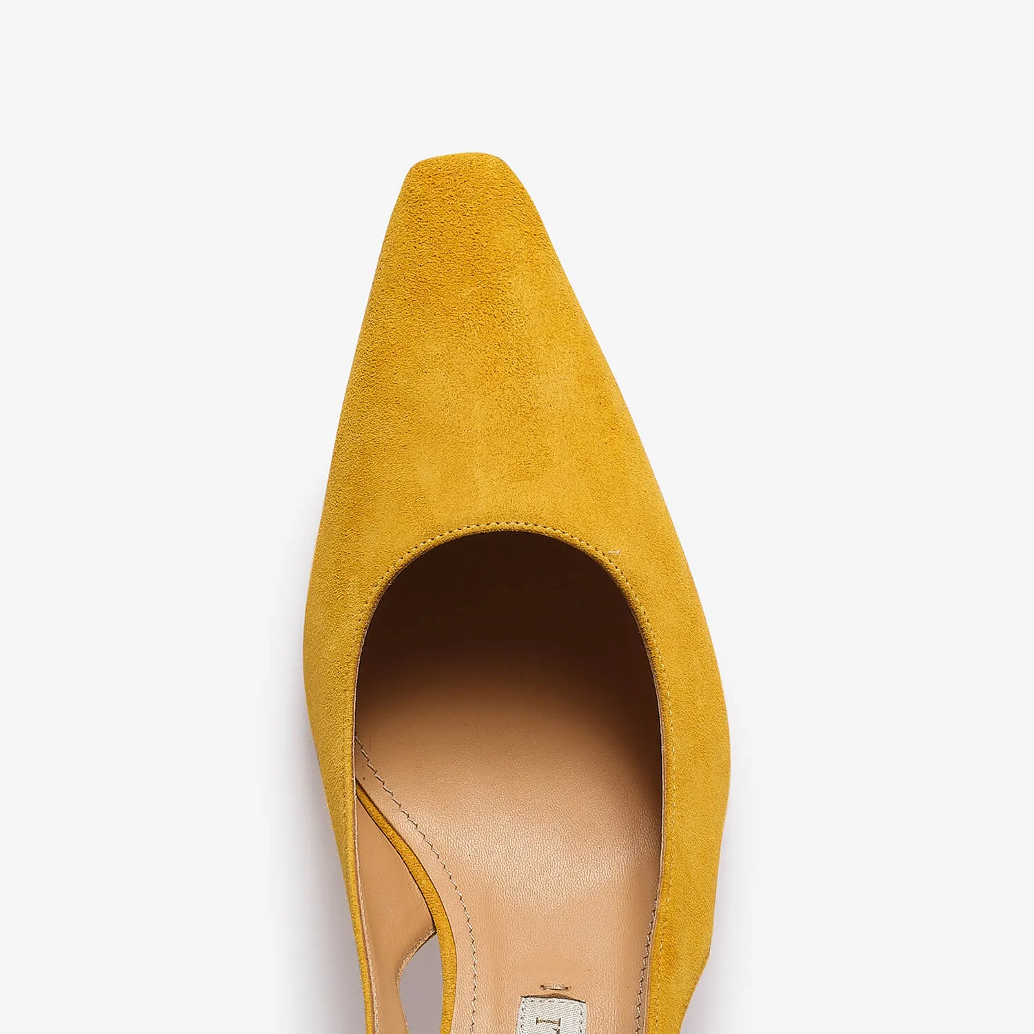 Yellow women's suede sling back décolleté